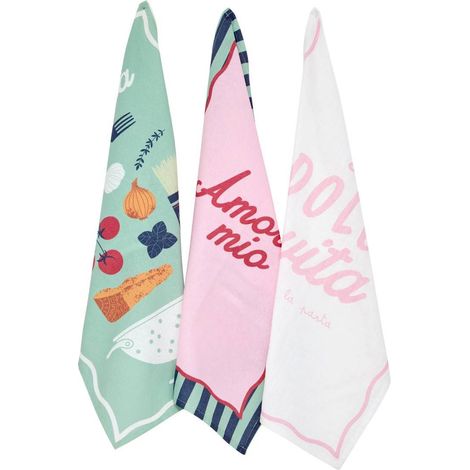 Lot de 3 Torchons "Della Pasta" 45x70cm Multicolore (1/5)