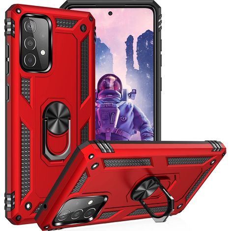 COQUE ROUGE POUR SAMSUNG GALAXY A52/A52 5G AVEC ANNEAU DE SUPPORT SM-A525F SM-A526B (1/5)
