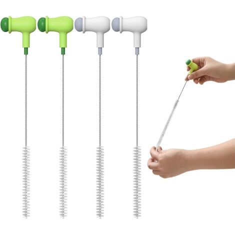 Lot de 4 brosses de nettoyage pour paille Design fantaisie 2 en 1 Petite brosse de nettoyage pour bouteilles et couvercles Longues brosses en nylon (1/5)