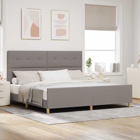 Teenpull – Bettgestell mit Kopfteil Taupe 200 x 200 cm Stoff (1/5)