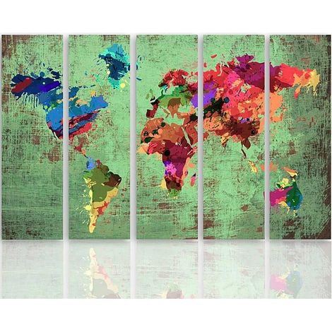 Tableau couleur carte du monde 3 - 200 x 100 cm (1/5)