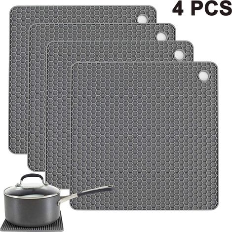 Sous-plat En Silicone Alimentaire - 250 °C Résistant À La Chaleur - Motif En Nid D'Abeille Anti-dérapant - 18,3 X 18,3 Cm - Lot De 4
