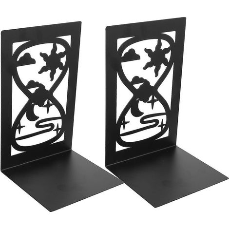 Lot de 2 serre-livres simples en fer, pratiques et de bureau (noirs)-17X11X10CM-Black (1/3)