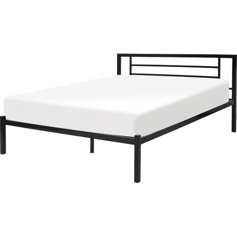 Letto in metallo nero con rete a doghe 140 x 200 cm Cusset