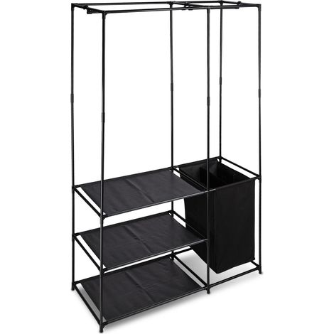 Armario abierto práctico con barra para colgar y cesto para ropa 180 x 115 x 50 cm de metal negro 130007094 (1/5)