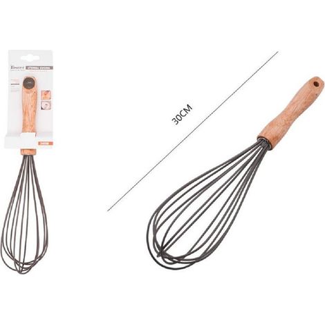 Kaela - Sbattiuova Frusta 12" Sbatti Uova In Silicone Manico Legno 30cm Da Cucina 50740 - (1/2)