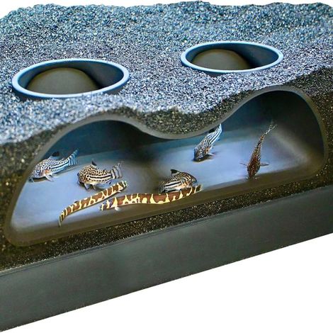 Este túnel de arena negra con doble abertura y forma curva natural es adecuado para peces, lochas, detritívoros y otros peces ornamentales y camarones. (1/5)