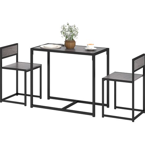 Table haute 3 pièces 2 chaises 1 table 90x47x76 cm gris