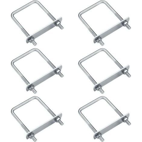 6 Stück U-Bügel, M6 U-Bügel, Edelstahl-U-Bügel mit Mutter, Platten und Unterlegscheiben, Klemmbolzen zur Rohrbefestigung (rechtwinklig 80x50mm)