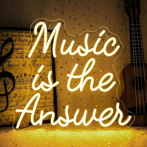 LED Neon Sign Light Plate Dimmable Music Decoration Warm White LED Writing Wall Light for Living Room Bedroom (1/5)