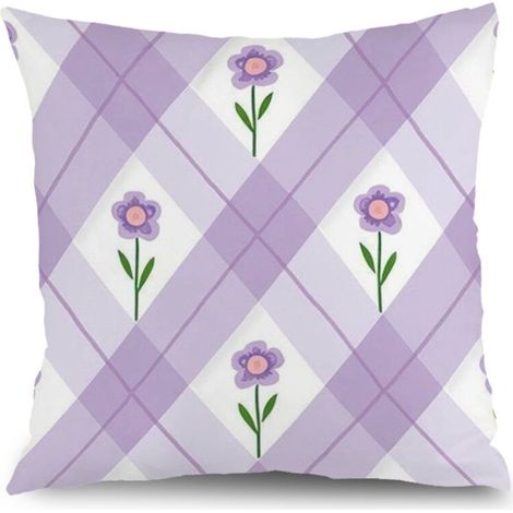 Housse de coussin fleurs bleu rose jaune, décoration canapé,45×45cm (1/5)