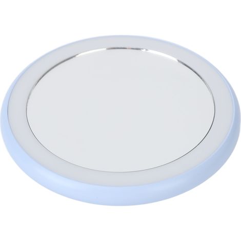 Miroir de maquillage compact LED rechargeable USB, miroir rond portable petit format bleu ciel (1/5)