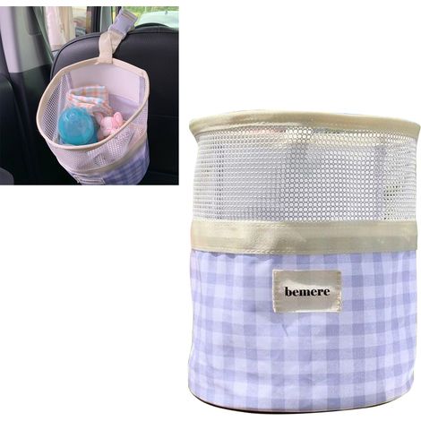 Sac dossier de siège auto bleu, grande capacité, design ouvert, organisateur de dossier de voiture, artisanal fin. (1/5)
