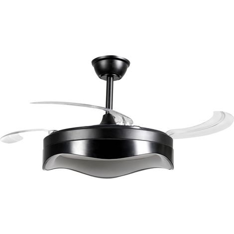 Ventilador de techo LED base de metal aspas de material sintético temporizador 3 modos de temperatura ajuste de intensidad luminosa mando a distancia negro Etonia (1/5)