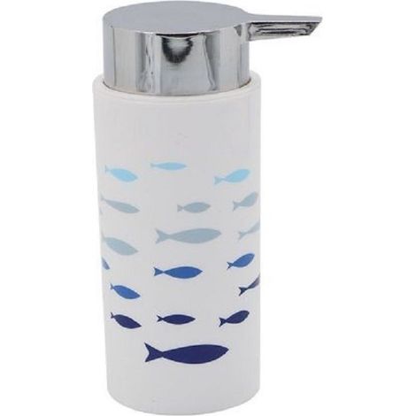 Cleafe - Dispenser Porta Sapone Liquido Cilindrico Pesciolini In Plastica 15,6 Cm 69880 - (1/2)