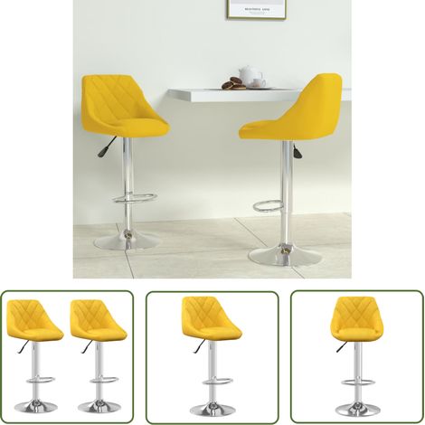 The Living Store Tabourets de bar lot de 2 jaune moutarde velours - Tabouret De Bar - Chaise De Comptoir - Fauteuil De Bar - Tabourets De Bar - Meubles De Cuisine (1/5)