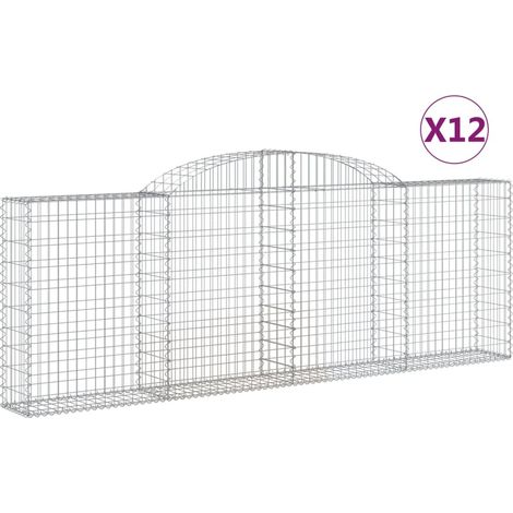 Paniers à gabions arqués 12 pcs  Mur en gabion 300x30x100/120 cm fer galvanisé