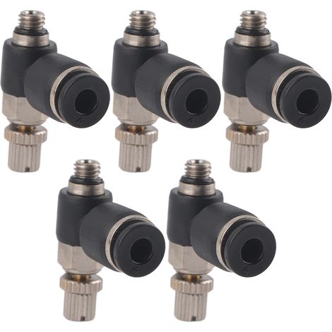 Lot de 5 vannes de régulation d'air coudées 90° type SC en PVC avec raccord rapide filetage mâle M5 pour équipement automatisé (1/5)