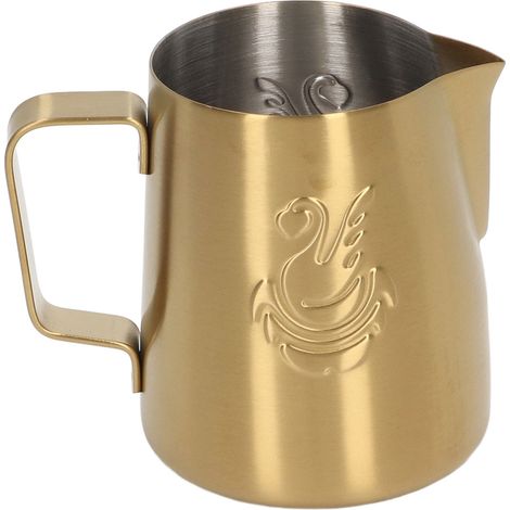 Pitcher à lait inox 230ml pour latte avec poignée inclinée, idéal pour mousser et texturer le lait pour café.