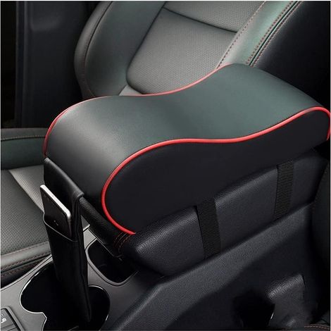 Boîte Accoudoir Voiture - Cuir Souple - Bord Rouge - Adapté à Tous Sièges Auto - 1 Pièce (1/5)