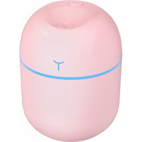 Mini Humidificateur USB Créatif en Forme d'Œuf, Diffuseur d'Huiles Essentielles Portable 7 Couleurs LED pour Bureau et Maison, Petit Brumisateur Silencieux Rose