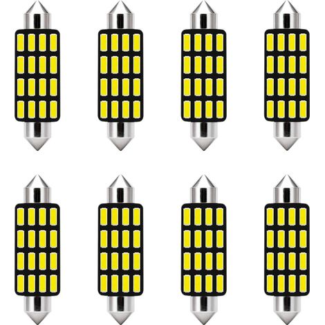 LED Car Bulb 8 Pack 39 MM, LED Dome Reading Bulbs, Car Interior Light Replacement for License Plate Map Dome Trunk Door Courtesy Footwell Light, No Polarity 12V 4W 16SMD 4014 LED (White) (1/5)