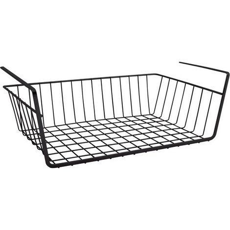 Panier de rangement suspendu à étagère 38,5x25,5x14cm en Acier Noir mat MSV