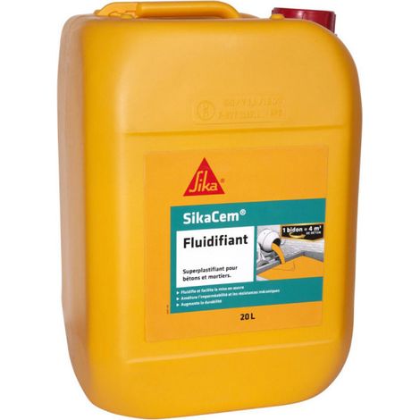 Sika – Superplastifiant haut réducteur d'eau – Améliore la maniabilité du béton – Compatible tous ciments – 20L (1/8)