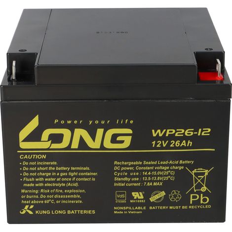 Kung Long WP26-12 12V 26Ah VdS Akku AGM GEL Blei Batterie (1/5)