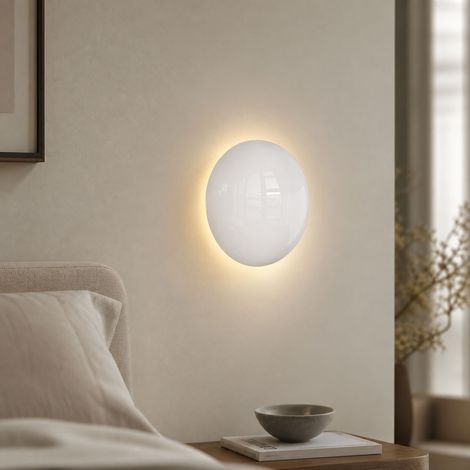 Applique murale LED tricolore 12W Ø16cm design Bauhaus minimaliste, finition laquée lisse effet céramique, éclairage spectre complet anti (1/5)