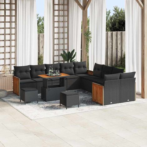 vidaXL Set Divano da Giardino con cuscino 13 pcs Nero (1/5)