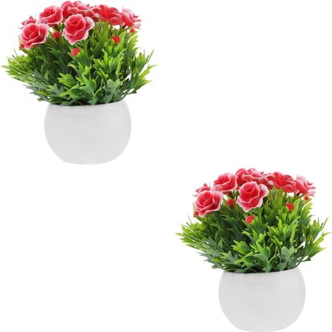 Lot De 2 Pots De Fleurs Artificielles pour Décoration Faux Bonsaï Réaliste Plante Dintérieur Facile Dentretien (1/5)