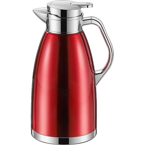 Bouteille isotherme grande capacité 2,3 L, thermos pour boissons chaudes et froides, isolation jusqu'à 36 h, rouge (1/5)