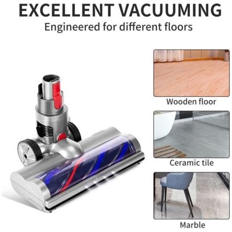 NALOOKAMIC Brosse Compatible pour Dyson V7 V8 V10 V11 V15, Brosse Turbo de Nettoyage à Entraînement Direct Acessoire avec 4 Lumières LED pour Sols Durs et Parquets --- (1/3)