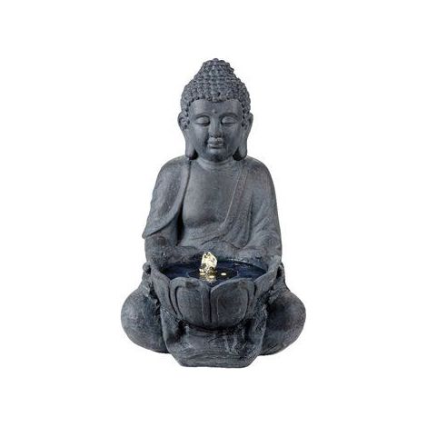 Solar-Buddha-Brunnen. Warmes Licht. 29,5x28x45cm (1/2)
