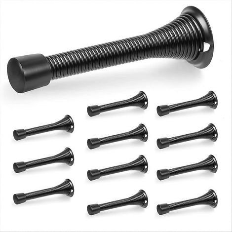 Butoir de porte à ressort noir, lot de 12 butoirs muraux robustes, butoirs de porte à ressort flexibles pour protection murale (1/5)