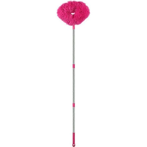 Retractable plumeau acier inoxydable long manche Dusting brosse voiture ménager outils de nettoyage Rose rouge (1/5)