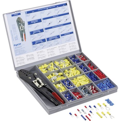 TE Connectivity 725923 Quetschverbinder-Sortiment 0.205 mm² 2.50 mm² Rot, Blau, Gelb 691 St.