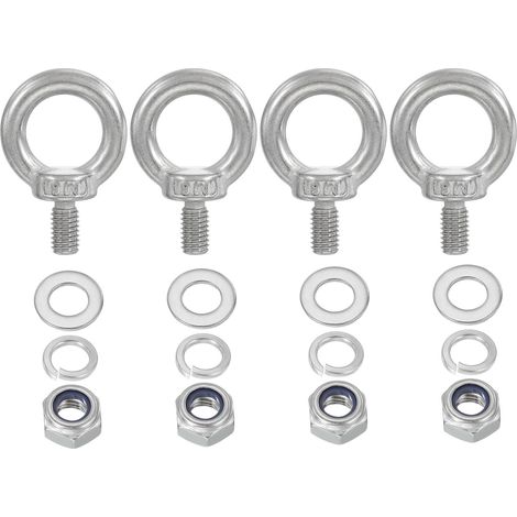 4 Pièces Anneau À Vis M8 x 15mm Avec Écrou Anneau De Levage Argent (1/5)