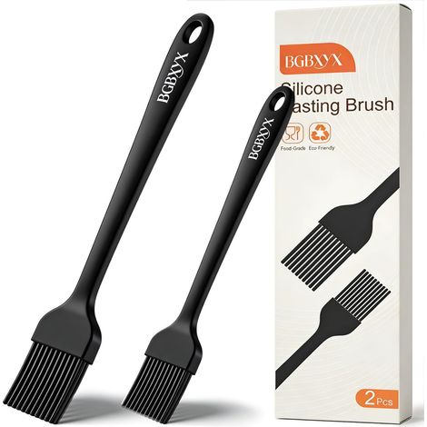 2 Brosses Pinceau Patisserie Silicone, sans BPA Pinceau Cuisine pour l'Application d'Huile, Sauces Marinades, Idéales pour Pâtisserie, Barbecues et Pâtisseries, 2 Tailles (Grande et Petite) (1/5)