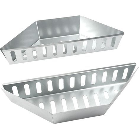 Holzkohlekörbe (2er-Set) aus robustem, verzinktem Stahl, für direktes und indirektes Grillen mit Holzkohle/Briketts – Silber (1/4)