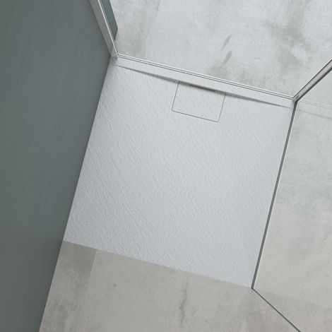 Mai & Mai Duschtasse Duschwanne aus Mineralguss BxTxH: 80x80x3 cm Mineralgusswanne in Weiß DIN-Anschlüsse inkl. Ablaufgarnitur Geoma07