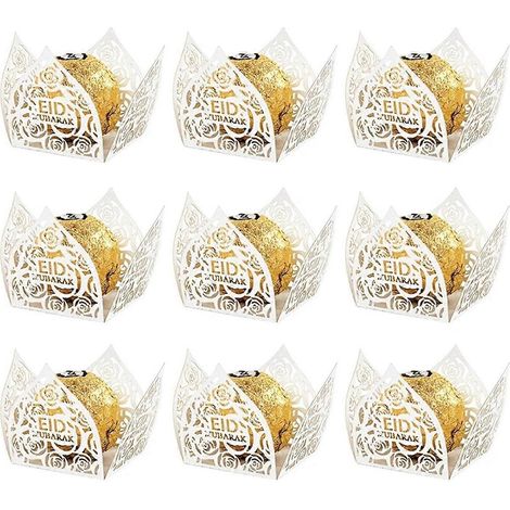 50 emballages en papier pour chocolats, bonbons et boîtes à dragées, décorations pour l'Aïd Moubarak, Ramadan Kareem, articles de fête islamiques et musulmans, C (1/4)