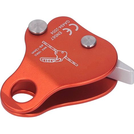 Bloqueur de Corde d'escalade en Alliage D'aluminium Autobloquant 8‑13 Mm Bloqueur de Corde d'escalade pour L'alpinisme d'escalade en Plein Air (Orange) (1/5)