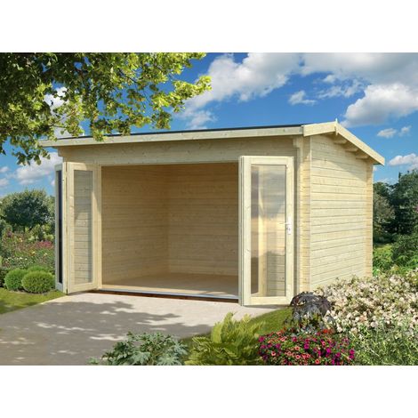 Abri de jardin en bois Ines 11,1 m2 Bifold Naturel (1/3)