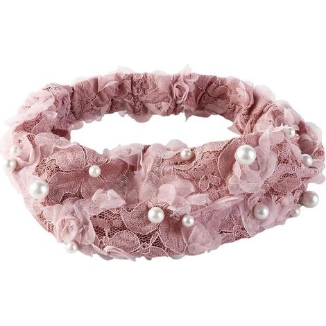 Bandeau vintage en dentelle avec fleurs et perles, bandeau coréen, antidérapant, large côté, pour femme, cadeau (rose) (1/5)