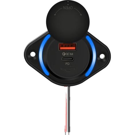 Presa per caricabatterie da auto, tecnologia di ricarica rapida, doppie porte USB, PD QC3.0 (1/2)