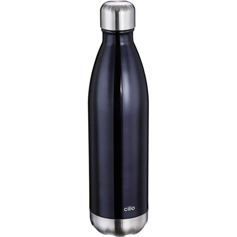 Botella térmica Cilio, acero, negra, 750 ml (1/2)