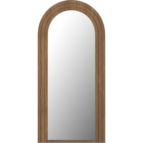Vente-Unique – Miroir mural arche en bois d'hévéa naturel – L. 70 cm x H. 150 cm – Design vintage moderne – À poser ou accrocher
