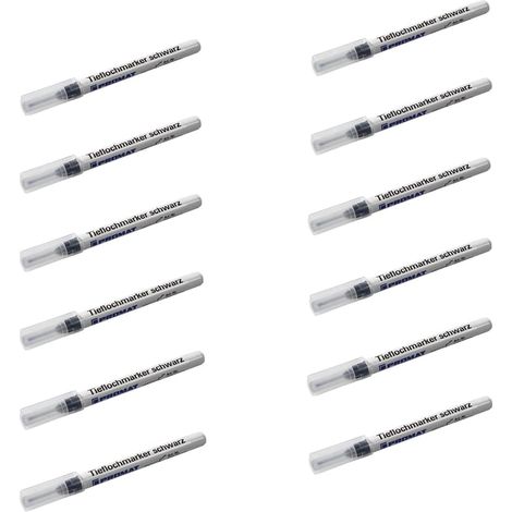 Promat Tieflochmarker schwarz 1 mm Rundspitze dünne Spitze 20mm wasserfest 12Stk (1/3)